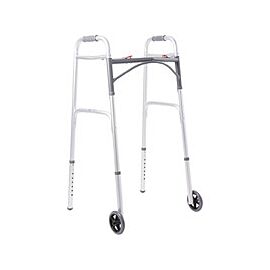 McKesson Folding Walker, 2 Wheels - Aluminum, Adjustable Height - Silver, 32 in to 39 in Height