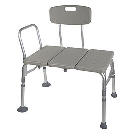 drive Bath Transfer Bench, Knocked Down - Adjustable Back, Arm Rail, Aluminum Frame