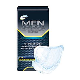 TENA Men Absorbent Guards, Moderate Bladder Leakage Protection for Males - One Size Fits Most, Disposable