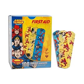 American White Cross Stat Strip Superman/Wonder Woman/Flash Kid Design Adhesive Strip, ¾ x 3 Inch