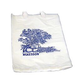 McKesson Bedside Bags, Plastic, Open Ended - White, Blue Floral Print, 7 in x 11.5 in