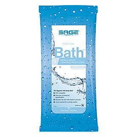 Essential Bath Medium Weight Rinse-Free Bath Washcloth Wipe Soft Pack Unscented with Purified Water / Methylpropanediol / Glycerin / Aloe, 8 per Pack