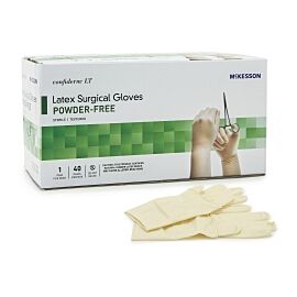 McKesson Confiderm LT Latex Standard Cuff Length Surgical Glove, Size 7, Ivory
