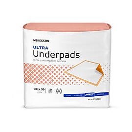 McKesson Ultra Underpads, Heavy Absorbency - Fluff/Polymer Core, Disposable - 30 in x 30 in