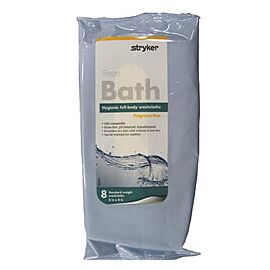 Essential Bath Rinse-Free Bath Washcloth Wipe Soft Pack Unscented with Purified Water / Methylpropanediol / Glycerin / Aloe, 8 per Pack