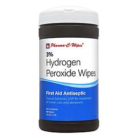 Pharma-C Hydrogen Peroxide Skin Wipe - First Aid Antiseptic Towelette