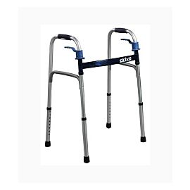 drive Deluxe Aluminum Dual Release Folding Walker with Wheels, 26 – 33½ Inch Height