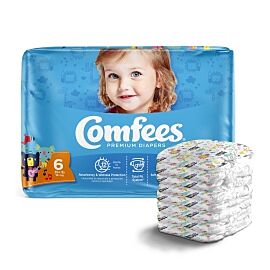 Attends Comfees Premium Baby Diapers, Tab Closure, Kid Design, Size 6