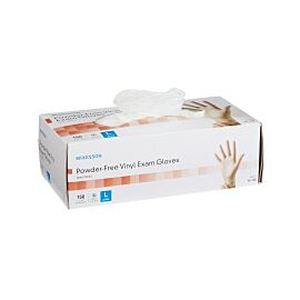 McKesson Non-Sterile, Powder-Free Vinyl Exam Gloves, Standard Cuff Length, Smooth Clear, Large