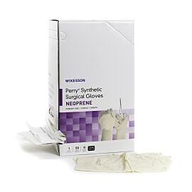 McKesson Perry Synthetic Surgical Gloves Polychloroprene Standard Cuff Length Surgical Glove, Size 7, Cream