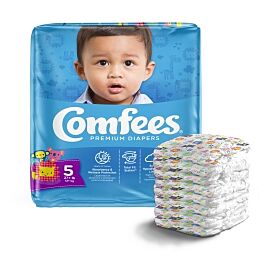 Comfees Premium Diapers, Unisex, Baby, Tab Closure, Size 5, Kid Design