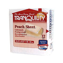 Tranquility Peach Sheet Underpads with Tape Tabs, Maximum Absorbency - Disposable, 21 1/2 in x 32 1/2 in