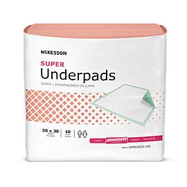 McKesson Incontinence Underpads - Moderate Absorbency - 30 in x 30 in