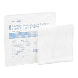 McKesson Gauze Sponges, Type VII - 12-Ply, Sterile, Woven, 4 in x 4 in