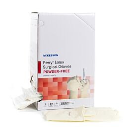 McKesson Perry Performance Plus Latex Standard Cuff Length Surgical Glove, Size 6½, Cream