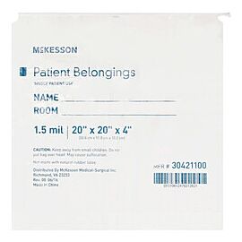 McKesson Patient Belongings Bag, Plastic, Drawstring Closure - White, 20 in x 4 in