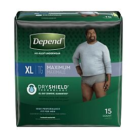 Depend FIT-FLEX Absorbent Underwear for Men, 44" to 64" Waist, X-Large