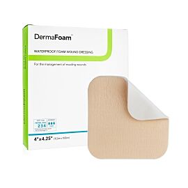 DermaFoam Nonadhesive without Border Foam Dressing, 4 x 4¼ Inch