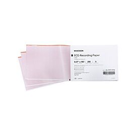 McKesson ECG Recording Paper - Z-Fold, Red Grid, 8.27 in x 183 ft