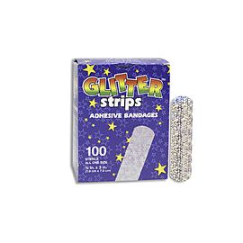 Glitter Stat Strip Adhesive Bandages - Highly Absorbent with Non-Stick Pad