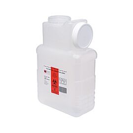 Post Medical Sharps Container, Leaktight, Screw-On Lid - Translucent, 1.5 gal