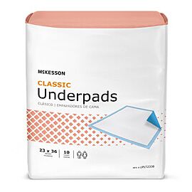McKesson Classic Plus Disposable Blue Backsheet Underpad, Light, 23 X 36 Inch