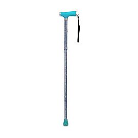 McKesson Folding Cane, T-Handle - Aluminum, Glow Grip, Celebration Print, 33 in to 37 in Height