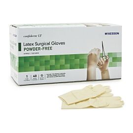 McKesson Confiderm LT Latex Standard Cuff Length Surgical Glove, Size 6, Ivory