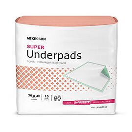 McKesson Super Disposable Green Backsheet Underpad, Moderate, 30 X 30 Inch