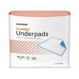 McKesson Classic Plus Underpads, Light Absorbency - Fluff/Polymer Core - 23 in x 24 in
