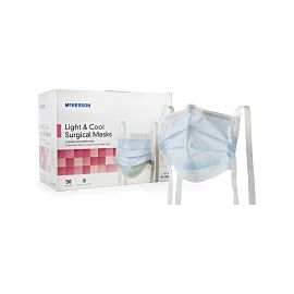 McKesson Classic Style Light & Cool Surgical Mask, Blue