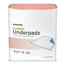 McKesson Classic Underpads, Light Absorbency - Fluff/Polymer Core, Disposable