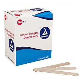 dynarex 5-1/2 Inch Length Junior Tongue Depressor Non-Sterile 500 per Box