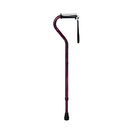McKesson Cane, Offset Handle - Aluminum, Red Crackle Print, 300 lbs Capacity, 30 in to 39 in Height