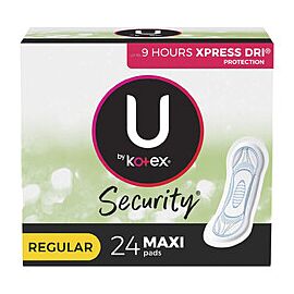 U by Kotex Security Feminine Maxi Pads, Regular Absorbency - One Size Fits Most, Disposable