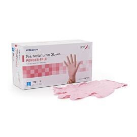 McKesson Pink Nitrile Nitrile Exam Glove, Large, Pink