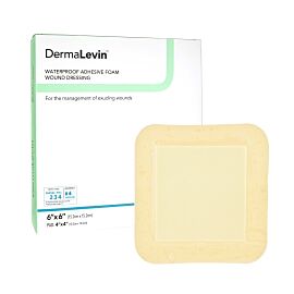 DermaLevin Adhesive with Border Foam Dressing, 6 x 6 Inch