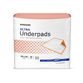 McKesson Ultra Disposable Peach Backsheet Underpad, Heavy, 30 X 36 Inch
