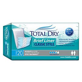 TotalDry Incontinence Brief Liners, Classic Style, Extra Absorbency - Unisex, Medium, 13 in L