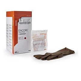 Encore MicrOptic Latex Standard Cuff Length Surgical Glove, Size 7½, Brown