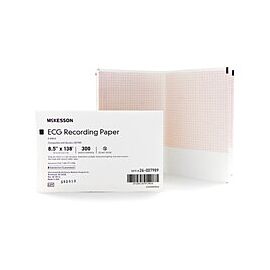 McKesson ECG Recording Paper - Z-Fold, Red Grid, 8 1/2 in x 138 ft