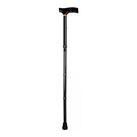 McKesson Folding Cane, T-Handle - Aluminum, Wood Grip, 33 in to 37 in Height
