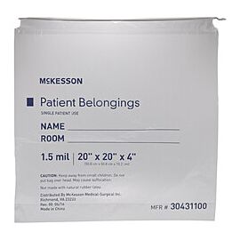 McKesson Patient Belongings Bag, Plastic, Drawstring Closure - Clear, 20 in x 4 in