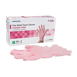 McKesson Pink Nitrile Nitrile Exam Glove, Small, Pink
