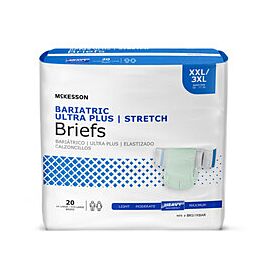 McKesson Bariatric Incontinence Briefs, Ultra Plus Stretch - Heavy Absorbency, Unisex Adult Diapers, 2XL/3XL