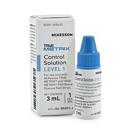 McKesson TRUE METRIX Blood Glucose Control Solution for Diabetes - Level 1, 3 mL