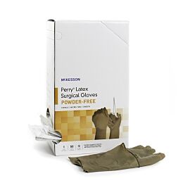 McKesson Perry Latex Standard Cuff Length Surgical Glove, Size 8½, Brown