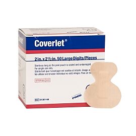 Coverlet Adhesive Strip, Fabric, Fingertip, Sterile. Tan, 2 x 2-1/2 Inch