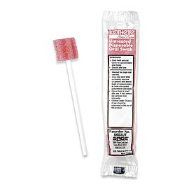 Toothette Oral Swabs, Disposable Dental Cleaning Swabs - Pink Foam, Untreated, 6 in