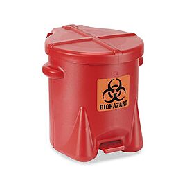 ULINE Medical Waste Receptacle, Plastic, Step-On - Red, 6 gal, 15.5 in x 16.5 in x 17.5 in